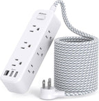 Mifaso Extension Cord 15 ft, Surge Protector Power Strip, Long Extension Cord with 9 Outlets 3 USB Ports, Extension Cord with Multiple Outlets, USB Power Strip for Dorm Room Essentials, College, White