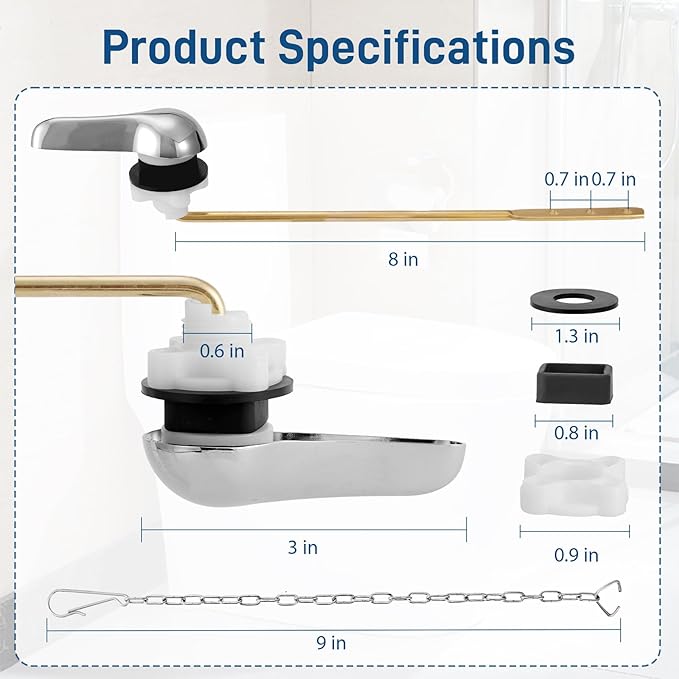 Universal Toilet Handle Replacement Kit ,Front Mount Toilet Flush Handle ,Zinc Alloy Toilet Handle Lever,Toilet Flush Handle Replacement Compatible with American Standard/Mansfield/Gerber (2 Pack)