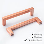 10 Pack Kitchen Cabinet Handles 5 Inch Brushed Copper Square Cabinet Pulls Red Copper Drawer Handles Bar Cupboard Handles Modern Stainless Steel Kitchen Cabinet Hardware
