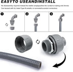 1-1/2 inch Liquid Tight Connector PVC Flexible Conduit Connector, 180 Degree and 90 Degree UL Listed, Non-Metallic Electrical Conduit Fittings 6 Pack(4 pcs 180D/2 pcs 90D)