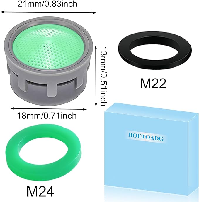 Faucet Aerator, 1.5 GPM Flow Restrictor Plug-In Faucet Aerator Replacement Parts for Bathroom or Kitchen (Green 20 Pieces)