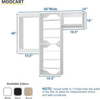 Modular Closet System, 60" Wide Closet Organizer System with Towers and Hanging, Wood Closet Tower Storage for Walk In Closets, Wall Mounted Wardrobe Organizer Kit System, Bedroom, White