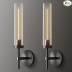 Black Wall Sconces 19.48'' Knurled Texture Indoor Wall Light Fixtures, Bathroom Vanity Light Fixtures with Clear Glass, Modern Wall Lamp for Bathroom Living Room Bedroom Hallway