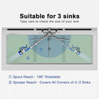 Commercial Faucet with Sprayer for Kitchen Cook : Akwadu Wall Mount Commercial Kitchen Faucet with Pull-Down Pre Rinse Sprayer 8" Center with 12" Add-On Spout - 36" Height Sink Faucets for Staff Chef