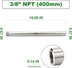 TAISHER 2PCS 304 Stainless Steel Pipe Fittings, 3/8" NPT Male Threaded, 16" Length Weld Nipple Cast Pipe