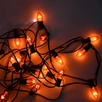 Abeja 25 Pack C7 Orange Christmas Replacement Bulbs, 5w, Ceramic Transparent Vintage Light Bulbs, Fits E12 Candelabra Base Outdoor String Lights, for Holiday Christmas Tree Decor Carnival Party