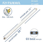 (6pack 34inch F21T5/830 Fluorescent Light Bulb, 21Watt Warm White T5 Linear Tube, 34'' F21W/T5 3000K Soft White Lighting, 20000Hour Longevity Performance
