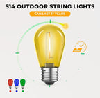 36 Pack LED S14 Colored Light Bulbs for Outdoor String Lights, Shatterproof 1W Replacement Bulbs for Party Lights, 2200K Warm White, Dimmable, E26 Base, Multi-Color: Red/Green/Blue/Orange