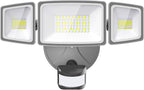 Onforu 65W LED Security Lights Motion Sensor Light Outdoor, 6500LM, 6500K, IP65 Waterproof, Flood Light Outdoor Motion Detector with Adjustable 3 Head, Hardwired Wall Light for Entryway, Yard (Gray)