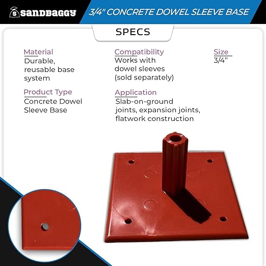 3/4" Concrete Dowel Sleeve Base - Concrete Joint Alignment - Sandbaggy (500, 3/4")
