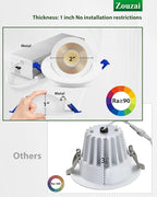 zouzai 2 Inch 5CCT Gimbal Led Recessed Lighting with Junction Box, 360°+90° Adjustable Recessed Can Lights, 2700K/3000K/3500K/4000K/5000K Selectable, 5W Eqv 50W, 550LM Brightness - ETL (White,6 Pack)