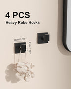 Matte Black Bathroom Hardware Set, 10-Piece Stainless Steel Bathroom Accessories with Double 24" Towel Bars, 2X Toilet Paper Holders with Shelves, 4X Towel Hooks, 2X Towel Rings