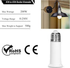 E26 Socket Extender, E26 to E26 Lamp Socket, 6.5CM/2.56 Inch Socket Extension Adapter, 2-Pack
