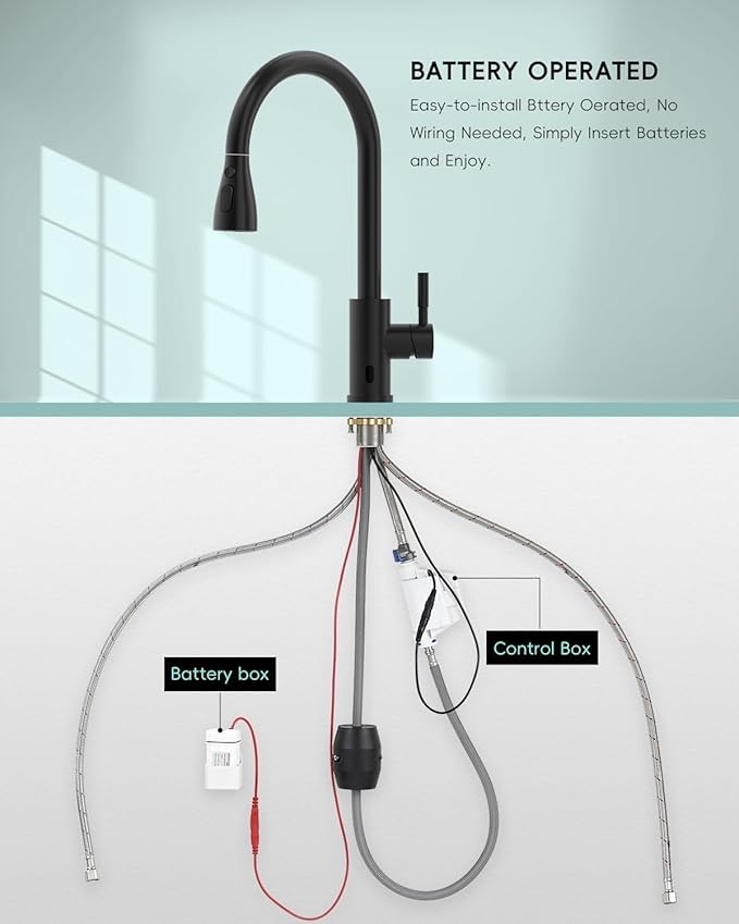 APPASO Touchless Kitchen Faucets Black, Kitchen Faucet with Pull-Down Sprayer, Touchless Sink Faucet with Soap Dispenser Matte Black, Stainless Single Handle High Arc with Motion Sensor