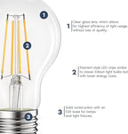 LUXRITE Vintage A19 LED Light Bulbs 60W Equivalent, 2700K Warm White Dimmable, 800 Lumens, Standard LED Edison Bulb 8W, UL Listed, E26 Base (4 Pack)