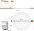 24 Pack 8 Inch Led Recessed Lights with Night Light, Canless Ultra Thin Wafer Soffit Recessed Lighting Downlight, Dimmable & 5 Color Temperature Selectable, 15W, ETL, White