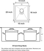 SHACO 15x20 Inch Black Drop In Bar Sink, 15 Inch Top Mount RV Kitchen 16 Gauge Stainless Steel Sink for Small Kitchen Wet Bar Prep RV Yard Office Laundry with Dish Grid & Drain, Gunmetal Black