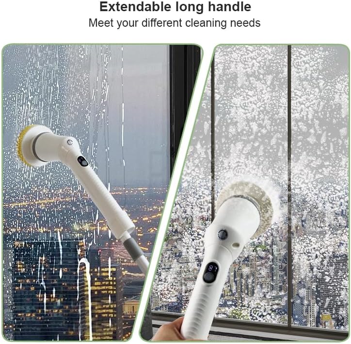 2025 Upgraded Electric Cleaning Brush, IPX7 Waterproof Electric Spin Scrubber with Replaceable Brush Heads, Adjustable Angle, Lightweight & Flexible for Bathroom, Kitchen, Tiles, and More