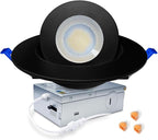 zouzai 6 inch 5CCT Gimbal Black Led Recessed Lights, 360°+90° Adjustable Directional Recessed Lighting, 2700K-5000K Dimmable Retrofit Eyeball Can Lights with Jbox, ETL&Energy Star(Black,1 Pack)