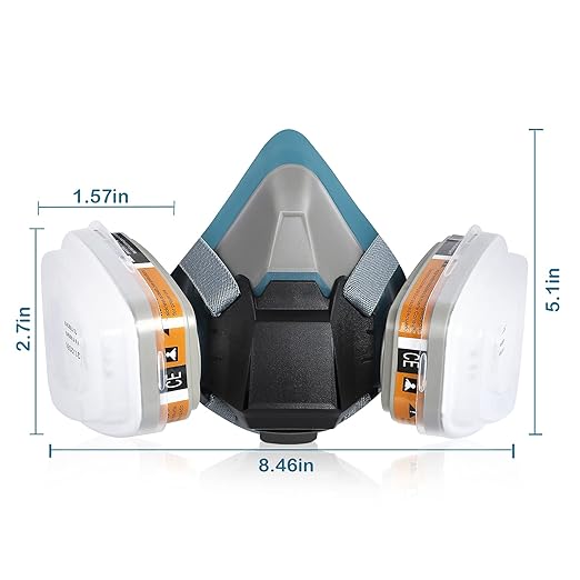 Reusable Half Facepiece Dustproof Respirator - Organic Gas Dust Chemical Respirator with Extra Filters for Painting, Machine Polishing, Welding,Spraying and Other Work Protection