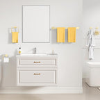 YACVCL 5-Piece Bathroom Hardware Accessories Set 23.6 inch Towel Bar Set Modern Towel Rack Set Stainless Steel Wall Mounted Bathroom Towel Holder Set(Bright Gold)