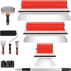 DEKEones Drywall Skimming Tools Set with 10”24”32” Skimming Blades, a Paint Roller, a Extension Pole and 3 Kinds of Putty Knife Tools for Smoothing Wall and Ceiling