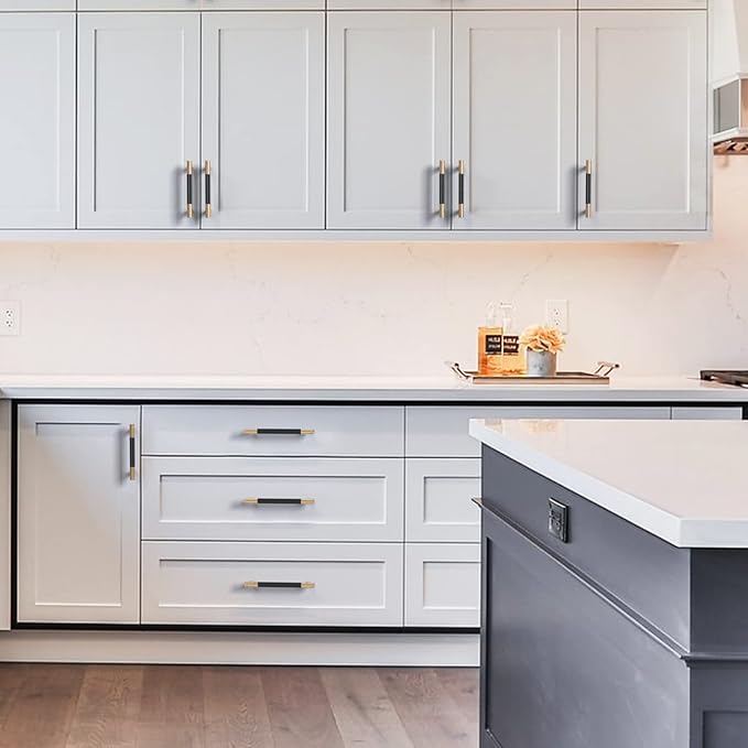 Amerdeco 10 Pack Champagne Bronze Knurled Cabinet Pulls 3 Inch Center to Center Kitchen Cabinet Handles for Drawer Dresser, Cupboard and Wardrobe ZH0040