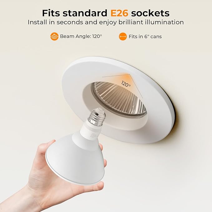 PAR38 LED Outdoor Flood Light Bulbs, 100W Equivalent, 1050LM, Dimmable, 3000K Warm White, 13W, Waterproof LED Floodlight for Porch Yard Garage, E26 Base, 15,000 Hrs, 2 Pack