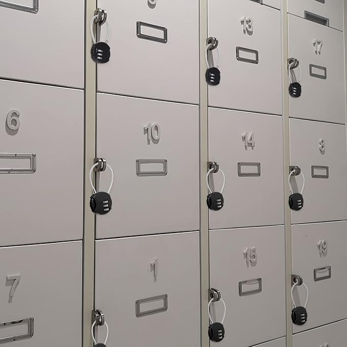 Therwen 36 Pcs Combination Lock 3 Digit Gym Waterproof Padlock Resettable Bag Luggage Gate Combination Lock Outdoor for School Fence Travel Toolbox Storage, Black