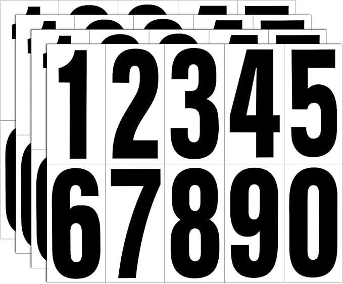 Reflective Number Stickers, 4 Sets 2 Inch Vinyl Waterproof Black Mailbox Numbers for Outside, Strong Self-adhesive House Numbers Decals for Mailbox Door Signs Trucks