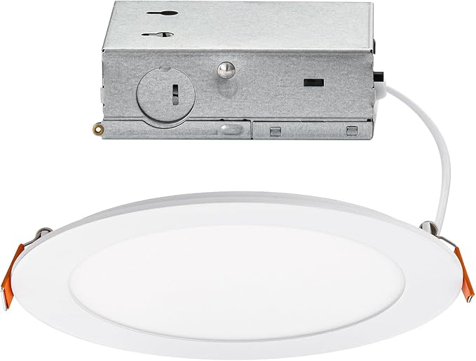 Builder Essential 5in 650 Lumens Round LED Recessed Light and Housing for Remodel or New Construction with 5-CCT 2700-3000-3500-4000-5000K in White IC-Rated
