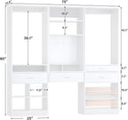 Unikito 75” Modular Closet System, Freestanding Closet Organizer with Hanging Rods and Drawers, Adjustable Clothes Garment Rack with Shoe Rack, Sturdy Walk in Closet Set for Bedroom, Mudroom, White