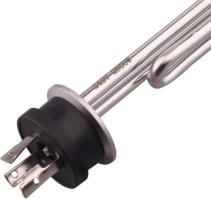 DERNORD 240V 2500W Tri-clamp Foldback Heating Element Stainless Steel Immersion Water Heater with 3-Wire Electrical Locking Plug (1.5 Inch Tri clamp)