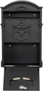 Wall Mount Mailboxes, Rust Resistant Locking Wall Mailbox for Outside, Galvanized Steel and Aluminum Stamping Process, Vintage Mailbox with Key Lock Large Capacity Outdoor Decoration, Black