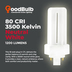 GoodBulb 18 Watt CFL Light Bulbs 4 Pin GX24Q-2 Base 3500K Neutral White 18W High Output 1200 Lumens Triple Tube Compact Fluorescent Light Bulbs Plug-in 10 Pack