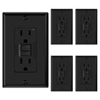 ELEGRP GFCI Outlet 15 Amp, Self-Test GFI Electrical Outlet with Narrow Design, GFCI Receptacle with LED Indicator, UL Listed, Black, Wall Plate Included, 5 Pack