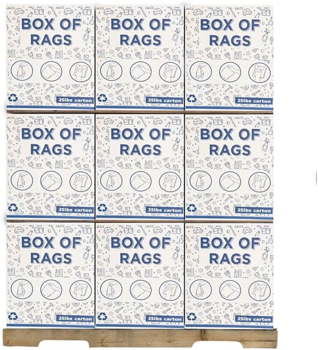 Recycled White T-Shirt Cleaning Rags (600 lbs. Pallet 24x25 lbs. Box) – Shop Rags Bulk for Oil, Stain, Grease, Paint, and Auto Cleaning, Multipurpose