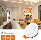6 Pack 2 Inch LED Recessed Lighting, Downlight Dimmable 3W (35W Equivalent), 5000K Daylight White, CRI80, Recessed Light Fixtures with LED Driver