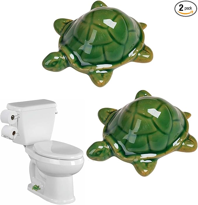Toilet Bolt Caps, Turtle Ceramic Bolt Covers,Fun and Cute Bathroom Decor for Easy Installation Decorative Covers for Toilet (Green turtle 2pcs)