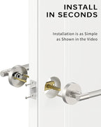 Asidrama 6 Pack Passage Brushed Nickel Door Handles, Door Lever with Door Knobs Indoor for Bedroom or Bathroom, Heavy Duty Door Handles Interior with Locks for Left Right Sided Doors