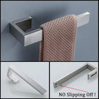 TNOMS 4 Pieces Bathroom Hardware Accessories Set Towel Bar Towel Holder Robe Hook Toilet Paper Holder Stainless Steel,Q8-P4BR
