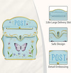 Mailbox Wall Mount Mailboxes for Outside Vintage Mail Boxes for House Outside Metal Drop Box Antique Style Nostalgic Charm Home Decorative Butterfly Blue