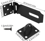 HOWDIA 180 Degree Hasp Lock Latch with Lock, 4 Inch Latch Lock with Screws and Padlock, Stainless Steel Pad Lock Latches Locking Latch Security Door Clasp Hasp for Shed/Gate/Storage Lock（Black）