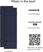 Board & Batten Vinyl Shutters (1 Pair) | 14.5"x31" (4-Board) - Navy Night Sky | Exterior Window Shutters | Includes Mounting Hardware | Simple Installation | Made in USA
