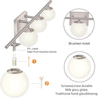New Bathroom Vanity Light Fixtures 4 Lights Brushed Nickel Glass Shade Modern Wall Bar Sconce Over Mirror（(Exclude G9 Bulb)