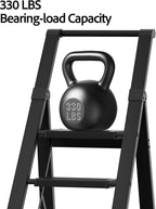 6 Step Ladder, Lightweight Folding Step Stool with Convenient Handgrip,Aluminum 330lbs Capacity Step Ladder for Office,Household,Kitchen(Black)