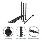 Deck Screws 4 Inch, Wood Screws #10 x 4, 200PCS Exterior Wood Screws, Torx Head, Fence Construction Screws, Rust Resistant Epoxy Coated, T25 Bits Included, Black