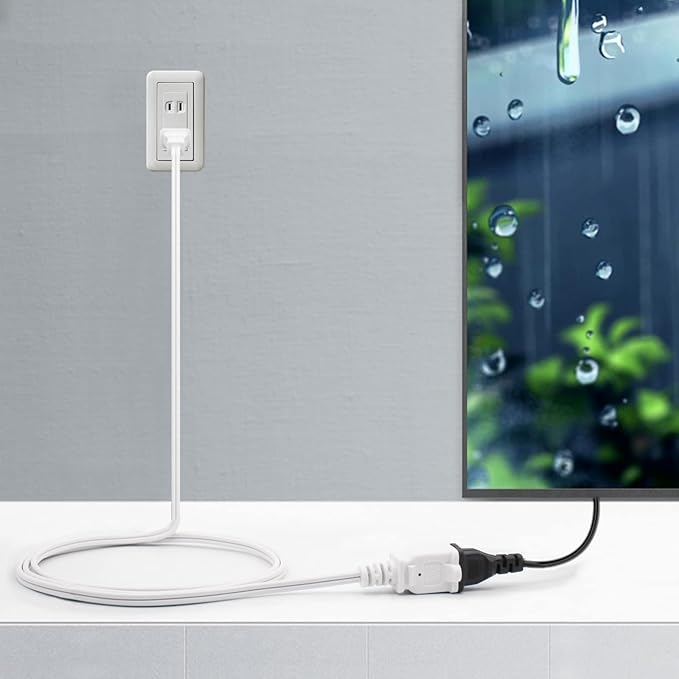 2 Prong Extension Cord,4-Pack Extension Cord for Indoor/Outdoor Use,US Male/Female Power Cable for NEMA 1-15P to NEMA 1-15R,White