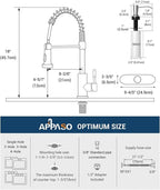 APPASO Kitchen Faucet with Soap Dispenser Brushed Nickel, Pull Down Commercial Single Handle High Arc Faucet for Sink, Stainless Steel Kitchen Faucet for Sink 2 or 4 Hole
