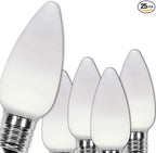 Wintergreen Lighting OptiCore C9 LED Christmas Light Bulbs - 25 Pack Heavy Duty Premium Outdoor Christmas Lights, E17 Base (Cool White Smooth)